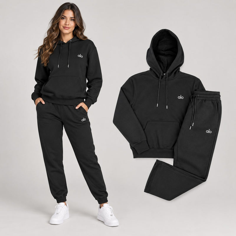 Alo Black Hoodie & Jogger Set