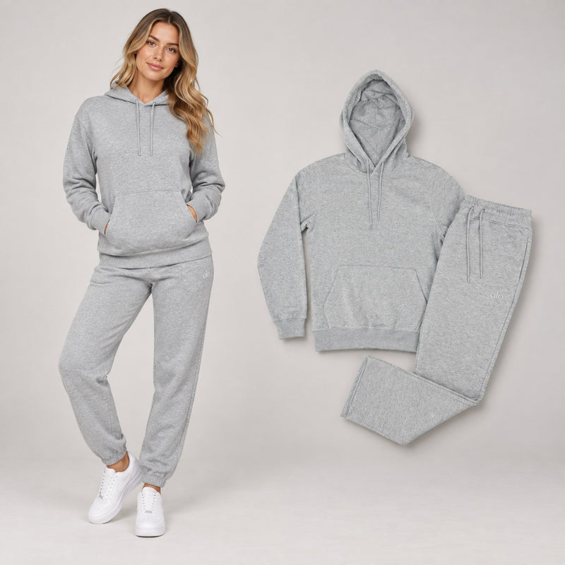 Alo Heather Gray Hoodie & Jogger Set
