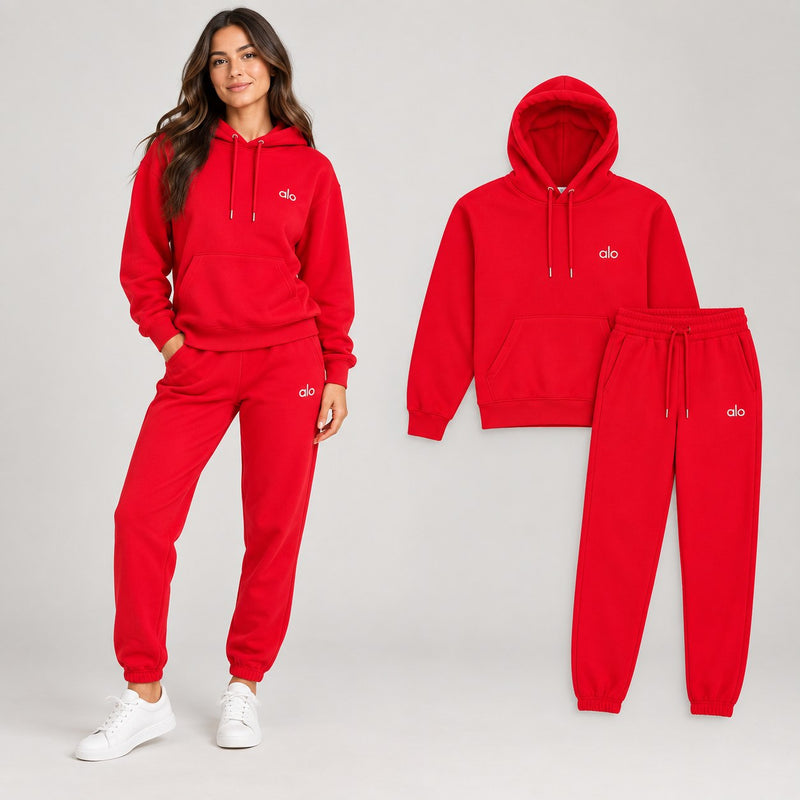 Alo Red Hoodie & Jogger Set