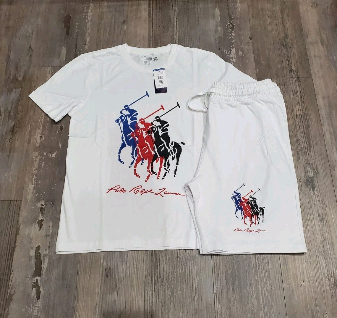Polo Ralph Lauren White Multi-Pony Short Set