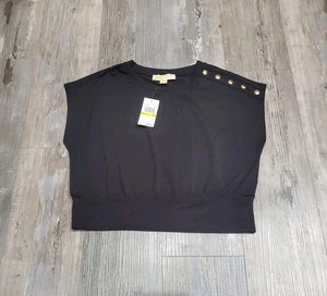 Michael Kors Crop Blouse Shoulder Button Accent NWT (Size Medium)