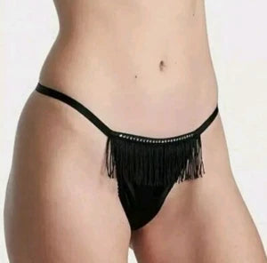 VICTORIAS SECRET VERY SEXY FRINGE V-STRING THONG PANTY BLING‎ (Size XL)