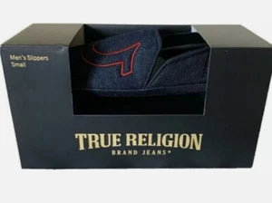 True Religion Mens Faux Denim Slippers Small 7-8 New In Box