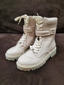 Guess Womens Ivory Combat Boots (Size 6.5)