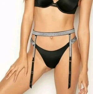 VICTORIAS SECRET VERY SEXY SHINE STRAP GARTER BELT RHINESTONE BLING M/L New